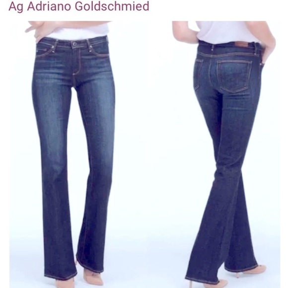 AG Adriano Goldschmied The Angel Womans Bootcut Jeans Size 30R Blue Mid Wash - Picture 1 of 14